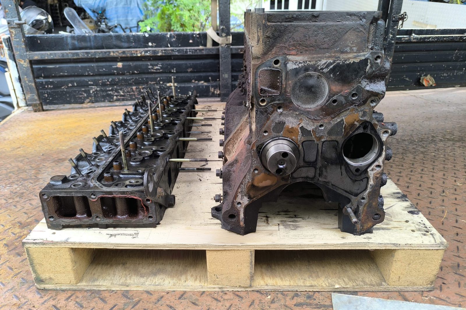 Forklift engine overhaul at LB Industrial workshop, Singapore