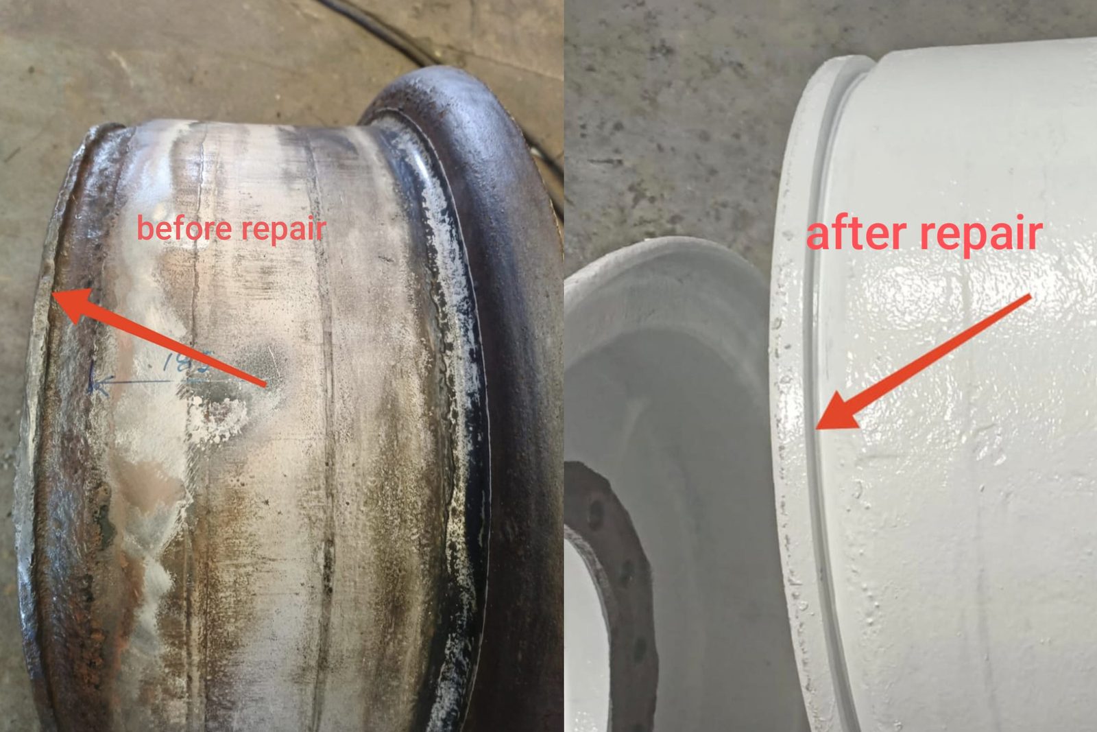 Forklift wheel rim repair