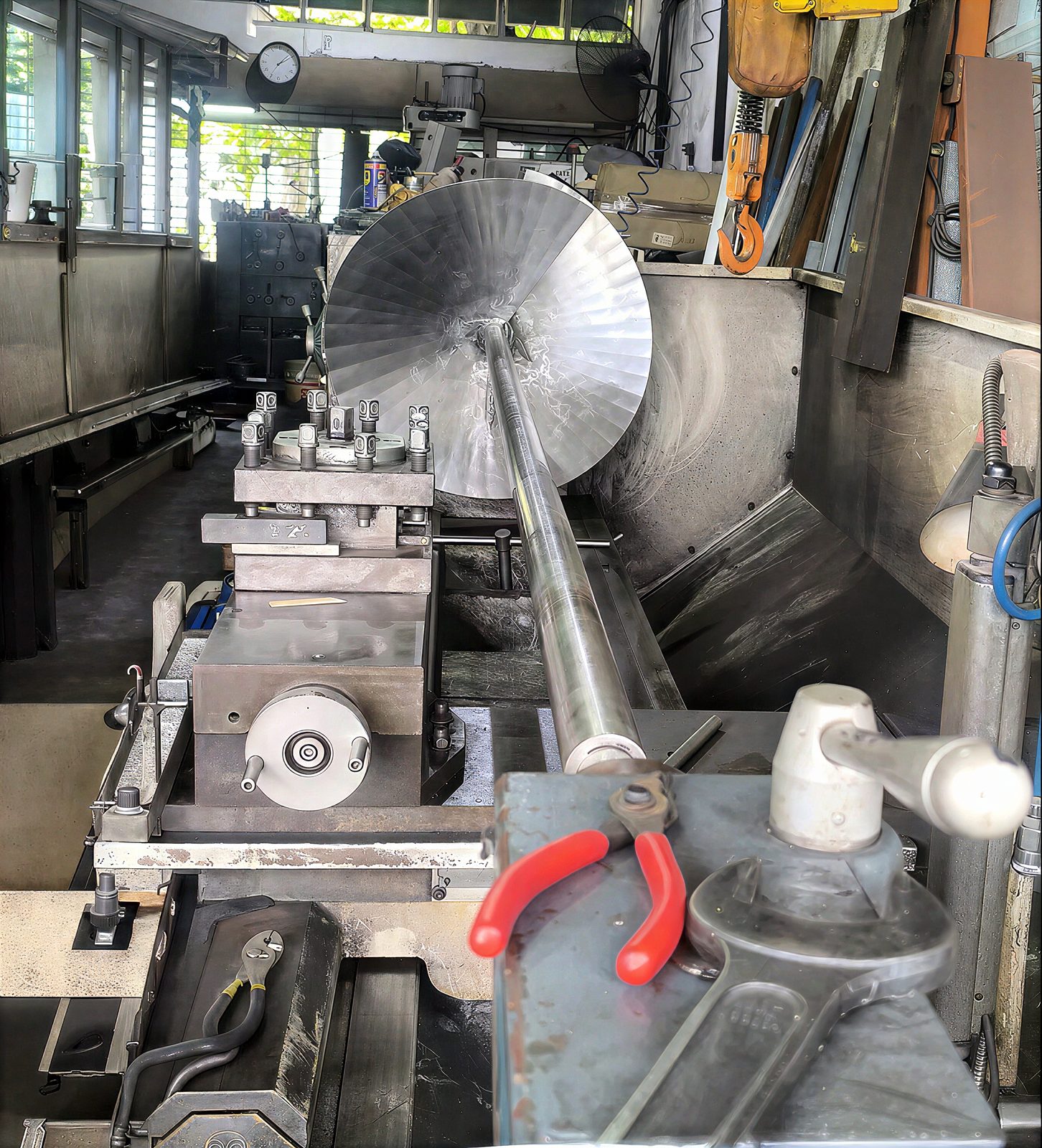 CNC lathe steel fabrication at LB Industrial workshop, Singapore
